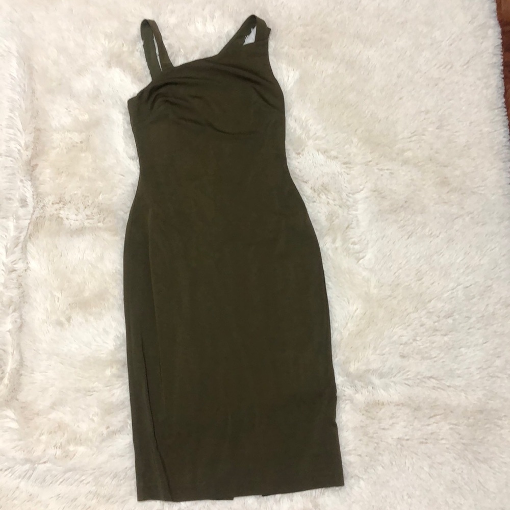 RALPH LAUREN OLIVE GREEN MIDI DRESS